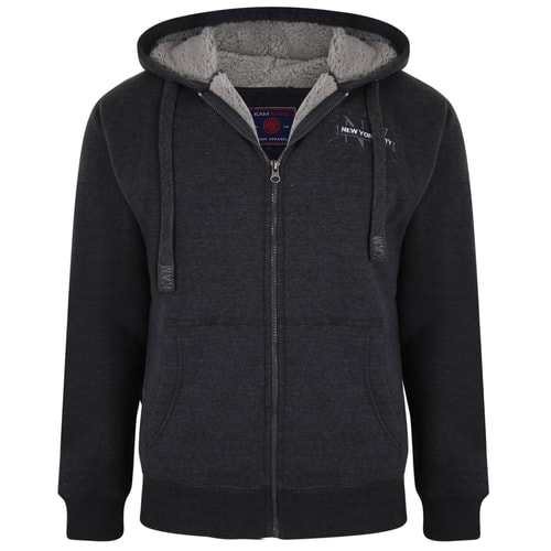 KAM Sherpa Kapuzenpullover mit Reißverschluss Anthrazit